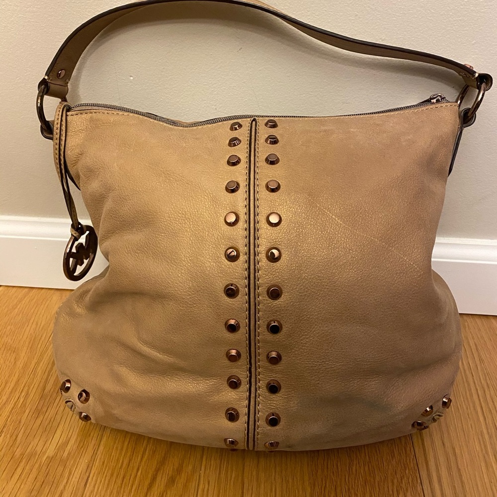 Beige Suade Michael Kors Purse /Rose Gold Accents
